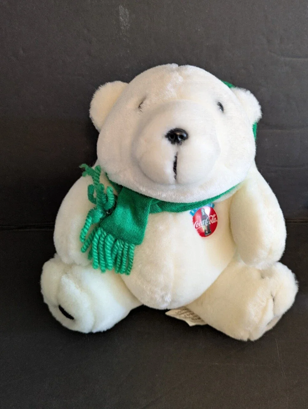 Coca Cola Plush Polar Bear Family with Green & Red Scarfs  & Cola Bottles 1993